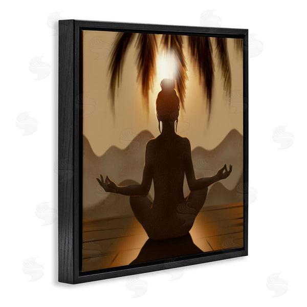 Stupell Industries Ziwei Li | Tranquil Meditation Sunlit Woman Silhouette Mountain Scenery Wall Art