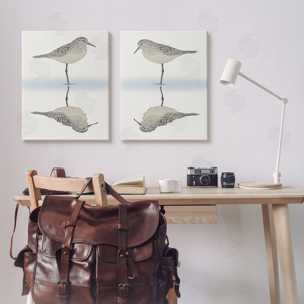 Stupell Industries Ziwei Li | Tranquil Sandpiper Reflection Nautical Bird Wall Art