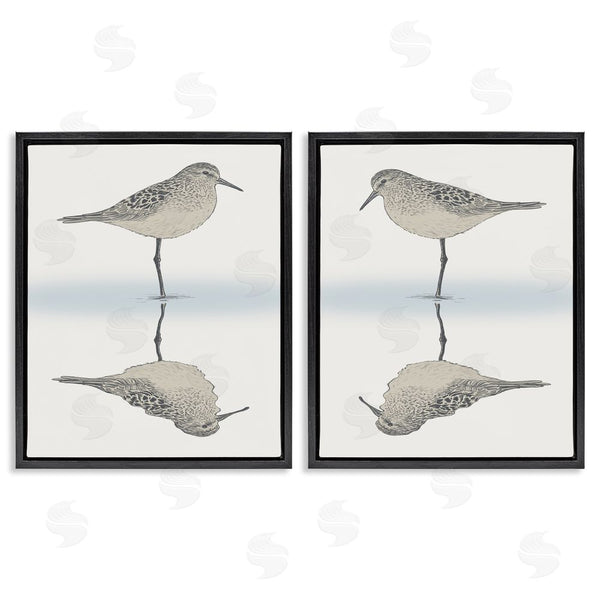 Stupell Industries Ziwei Li | Tranquil Sandpiper Reflection Nautical Bird Wall Art