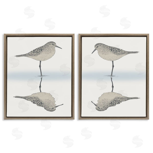 Stupell Industries Ziwei Li | Tranquil Sandpiper Reflection Nautical Bird Wall Art