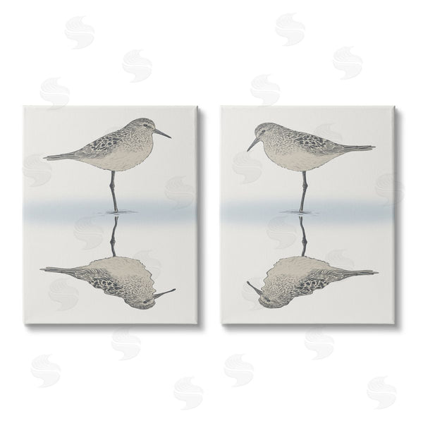 stupell industries Ziwei Li | Tranquil Sandpiper Reflection Nautical Bird Wall Art
