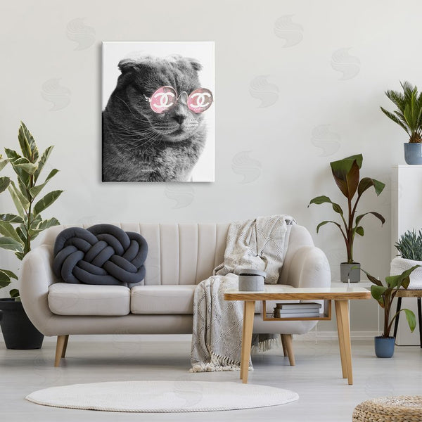 Stupell Industries Ziwei Li | Trendy Cat Wearing Glam Fashion Pink Sunglasses Wall Art