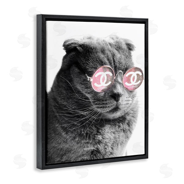 Stupell Industries Ziwei Li | Trendy Cat Wearing Glam Fashion Pink Sunglasses Wall Art