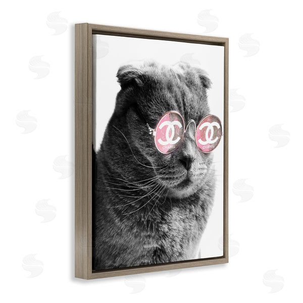 Stupell Industries Ziwei Li | Trendy Cat Wearing Glam Fashion Pink Sunglasses Wall Art