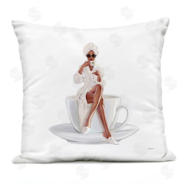 Stupell Industries Ziwei Li | Trendy Coffee Cup Woman Printed Throw Pillow