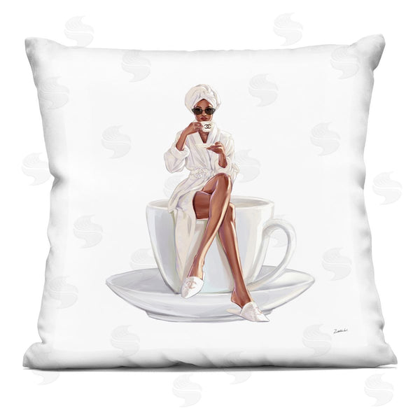 stupell industries Ziwei Li | Trendy Coffee Cup Woman Printed Throw Pillow