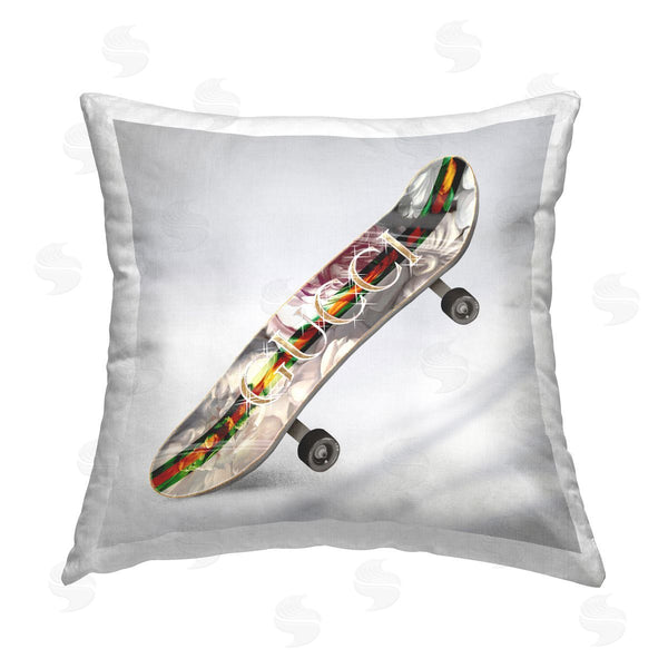 stupell industries Ziwei Li | Trendy Fashion Skateboard Printed Throw Pillow