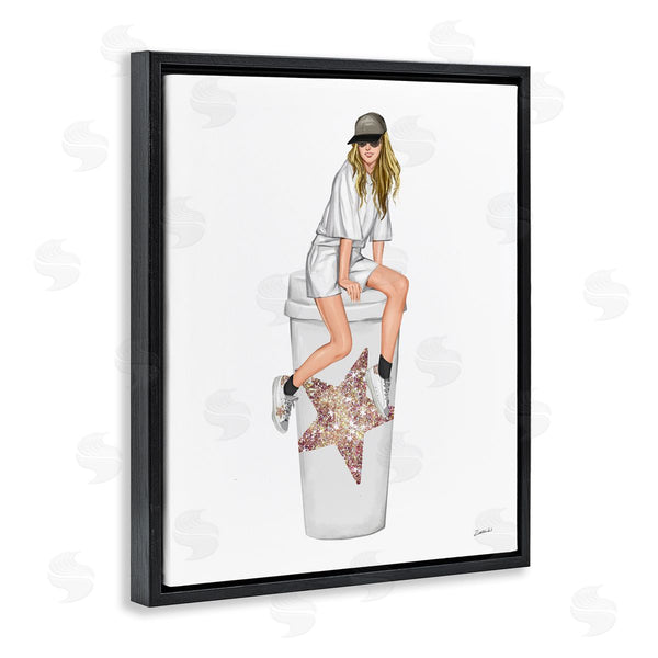 Stupell Industries Ziwei Li | Trendy Fashionable Girl Coffee Cup Wall Art