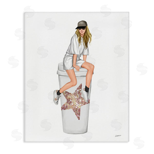 stupell industries Ziwei Li | Trendy Fashionable Girl Coffee Cup Wall Art