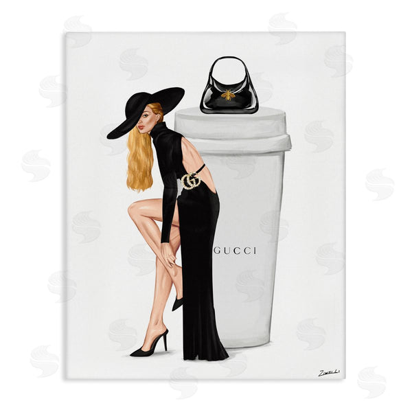 stupell industries Ziwei Li | Trendy Girl & Coffee Cup Wall Art