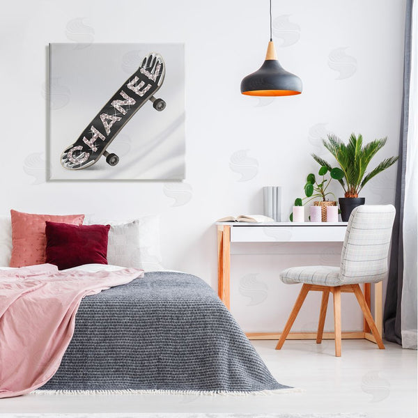 Stupell Industries Ziwei Li | Trendy Glitzy Skateboard Glam Fashion Lettering Wall Art