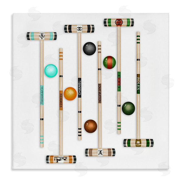 stupell industries Ziwei Li | Trendy Luxury Fashion Brand Croquet Game Mallets Wall Art