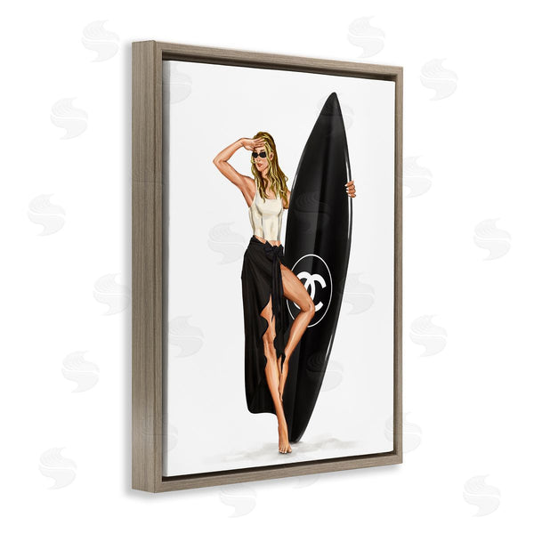 Stupell Industries Ziwei Li | Trendy Surfer Girl In Black