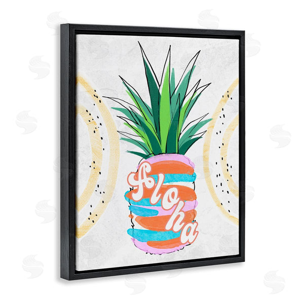 Stupell Industries Ziwei Li | Tropical Aloha Pineapple Bold Leaves Groovy Text Wall Art