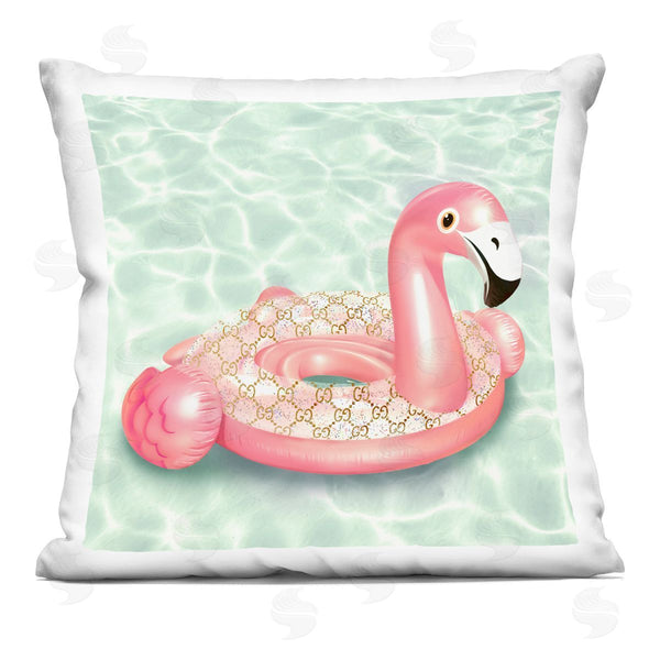 stupell industries Ziwei Li | Tropical Flamingo Fashion Pool Float Printed Throw Pillow