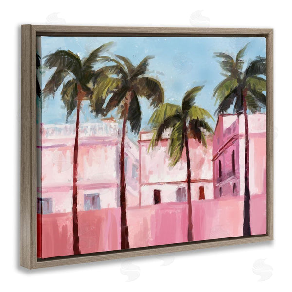Stupell Industries Ziwei Li | Tropical Pink Buildings Wall Art
