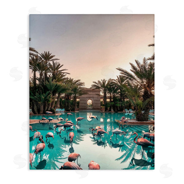 stupell industries Ziwei Li | Tropical Pink Flamingo Pool