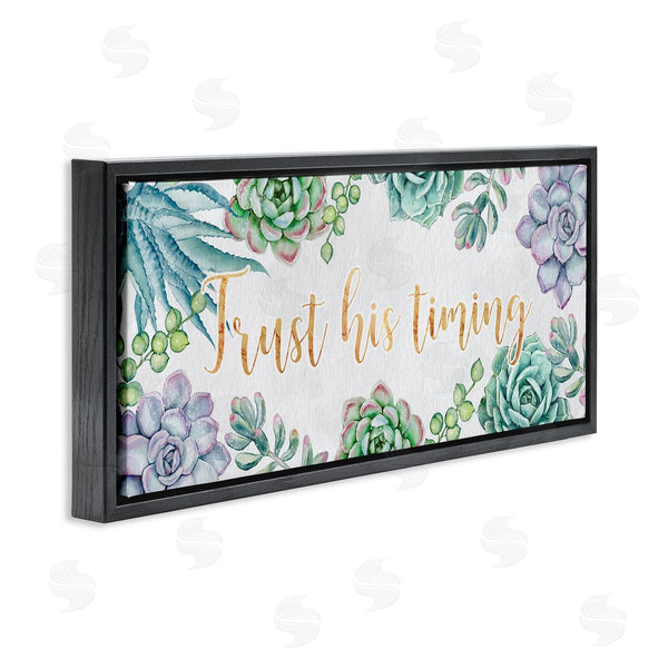 Stupell Industries Ziwei Li | Trust His Timing Sentiments Green Succulent Plants Wall Art