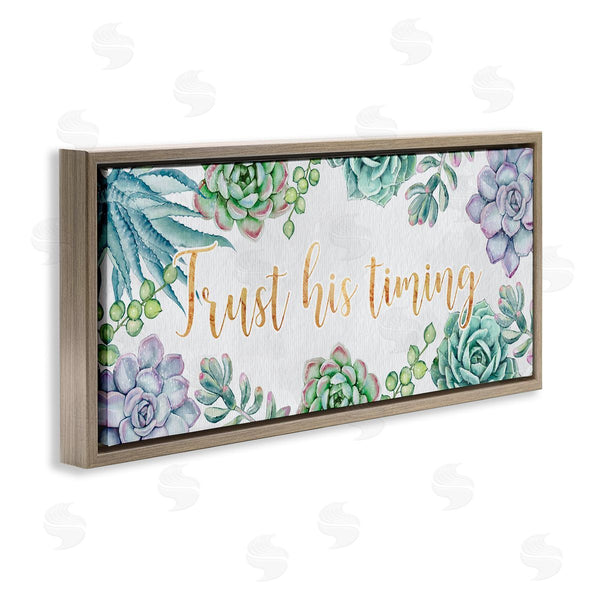 Stupell Industries Ziwei Li | Trust His Timing Sentiments Green Succulent Plants Wall Art