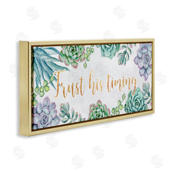 Stupell Industries Ziwei Li | Trust His Timing Sentiments Green Succulent Plants Wall Art