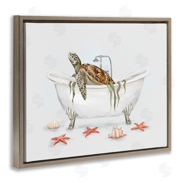 Stupell Industries Ziwei Li | Turtle Bathtub Sea Life Seaweed Wall Art