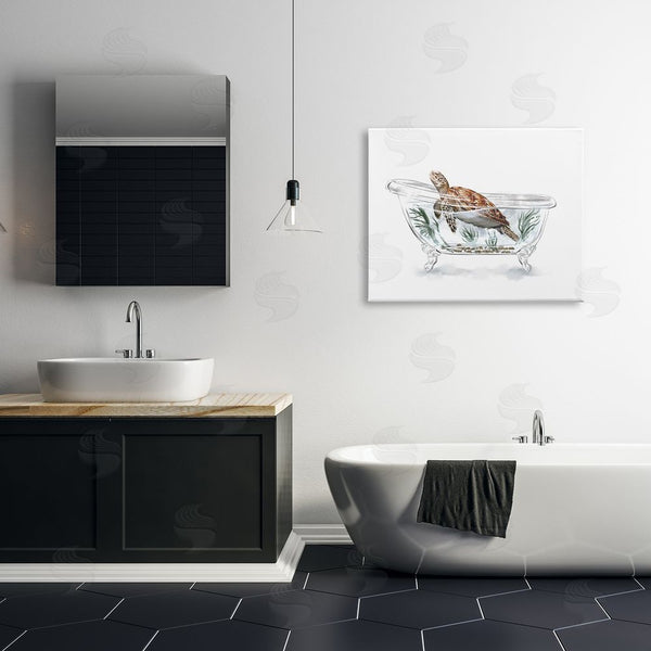 Stupell Industries Ziwei Li | Turtle Swimming Bathtub Habitat Wall Art