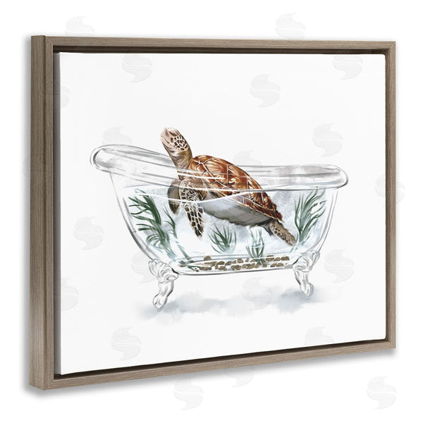 Stupell Industries Ziwei Li | Turtle Swimming Bathtub Habitat Wall Art