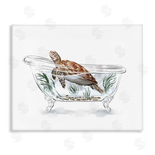 stupell industries Ziwei Li | Turtle Swimming Bathtub Habitat Wall Art