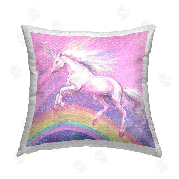 Stupell Industries Ziwei Li | Unicorn Over Rainbow Printed Throw Pillow