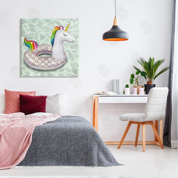 Stupell Industries Ziwei Li | Unicorn Pool Float Trendy Fashion Emblem Pattern Wall Art