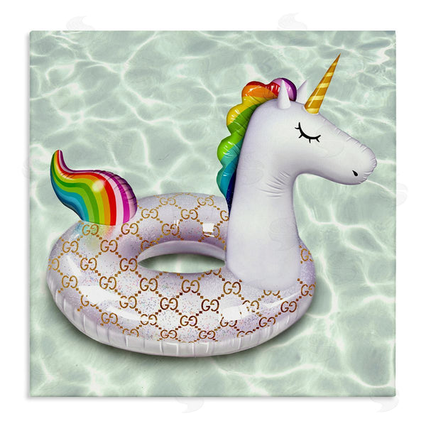 stupell industries Ziwei Li | Unicorn Pool Float Trendy Fashion Emblem Pattern Wall Art