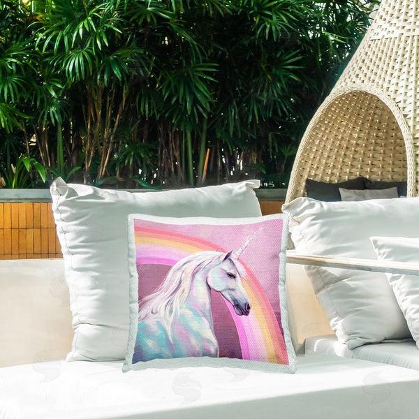 Stupell Industries Ziwei Li | Unicorn & Rainbow Portrait Printed Throw Pillow