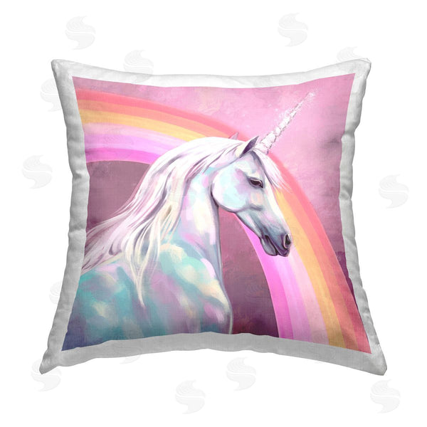 stupell industries Ziwei Li | Unicorn & Rainbow Portrait Printed Throw Pillow