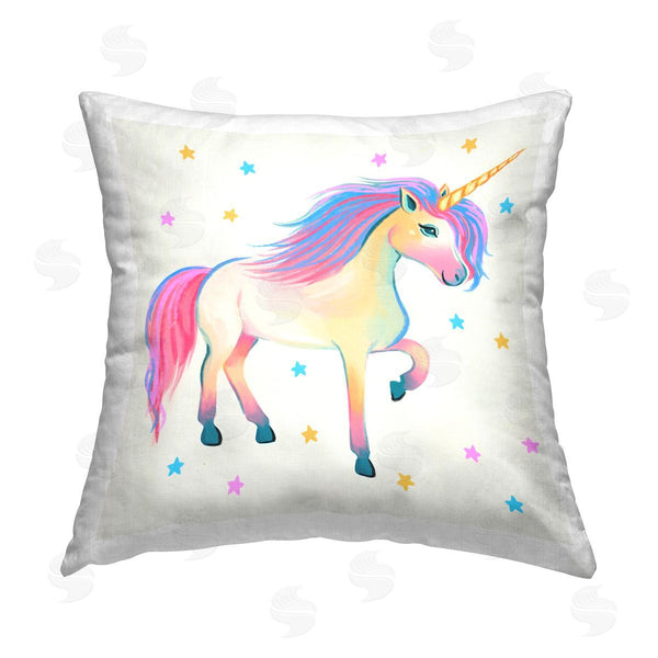 stupell industries Ziwei Li | Unicorn with Stars Printed Throw Pillow