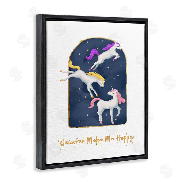 Stupell Industries Ziwei Li | Unicorns Make Me Happy Gold Blue