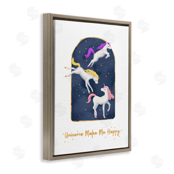 Stupell Industries Ziwei Li | Unicorns Make Me Happy Gold Blue