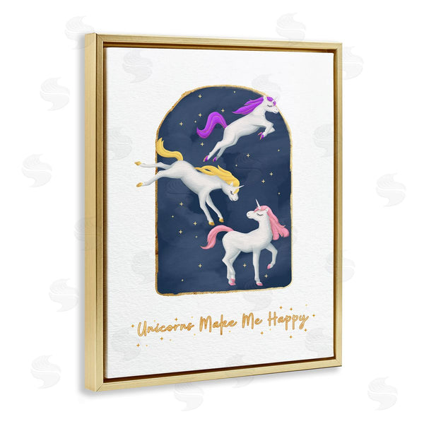 Stupell Industries Ziwei Li | Unicorns Make Me Happy Gold Blue