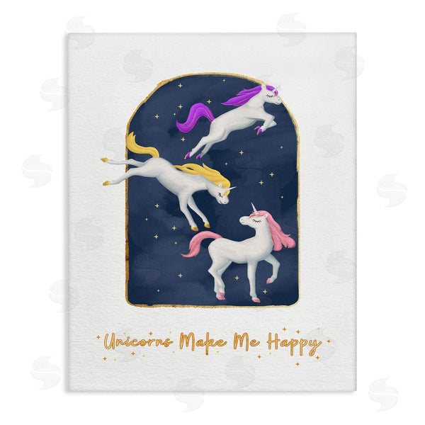 stupell industries Ziwei Li | Unicorns Make Me Happy Gold Blue