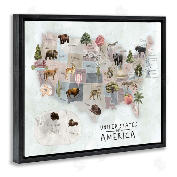 Stupell Industries Ziwei Li | United States Map Animal Illustrations Wall Art