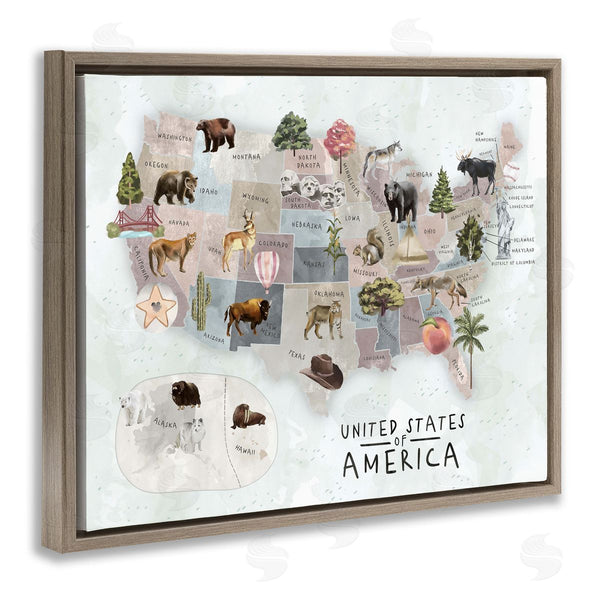 Stupell Industries Ziwei Li | United States Map Animal Illustrations Wall Art