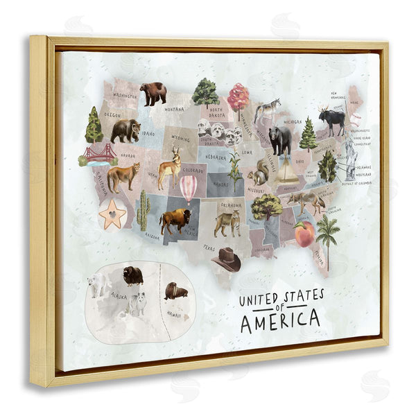 Stupell Industries Ziwei Li | United States Map Animal Illustrations Wall Art