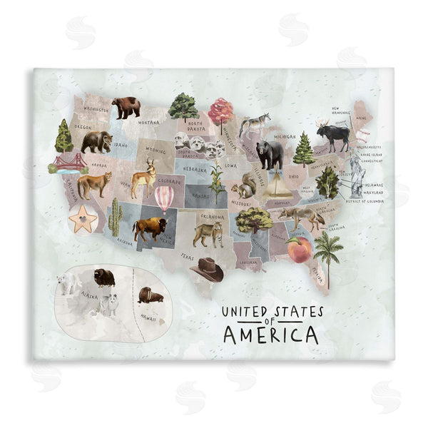 stupell industries Ziwei Li | United States Map Animal Illustrations Wall Art