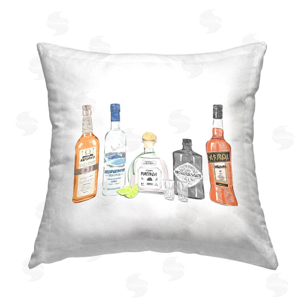 stupell industries Ziwei Li | Varied Alcohol Liquor Bottles Bar Printed Throw Pillow