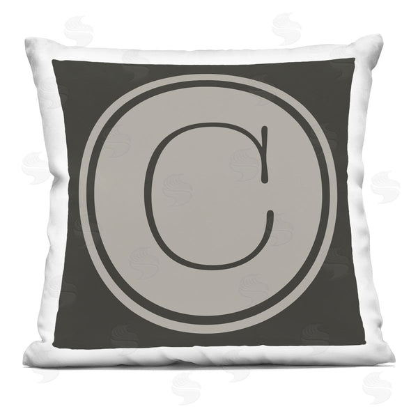 stupell industries Ziwei Li | Vintage C Initial Round Typewriter Style Key Printed Throw Pillow