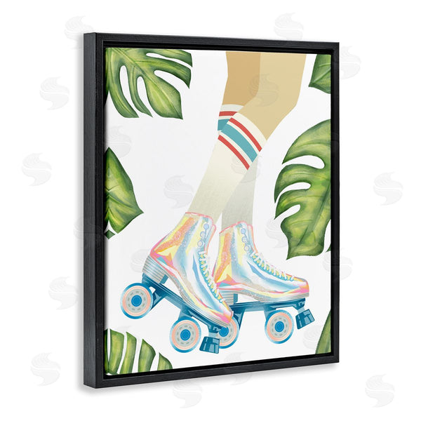Stupell Industries Ziwei Li | Vintage Disco Roller Skates Striped Socks Monstera Plants Wall Art