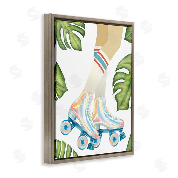 Stupell Industries Ziwei Li | Vintage Disco Roller Skates Striped Socks Monstera Plants Wall Art