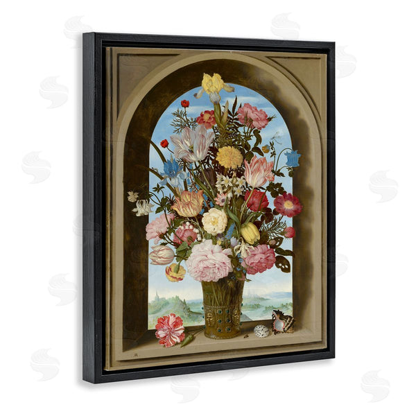 Stupell Industries Ziwei Li | Vintage Floral Bouquet Gothic Window