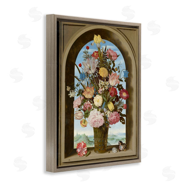 Stupell Industries Ziwei Li | Vintage Floral Bouquet Gothic Window