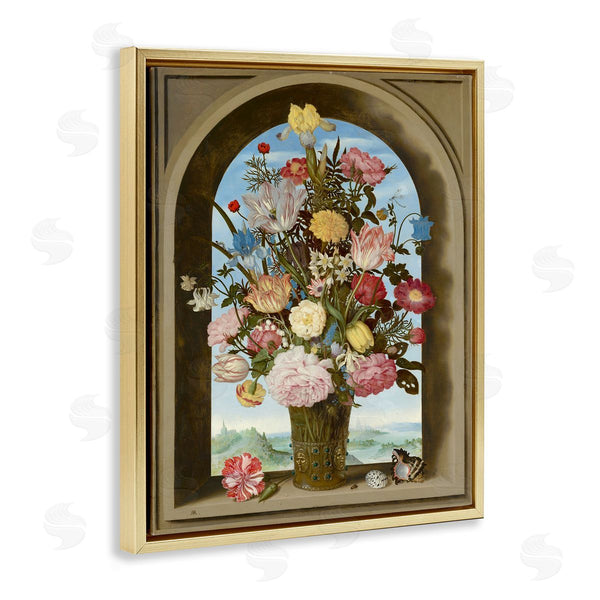 Stupell Industries Ziwei Li | Vintage Floral Bouquet Gothic Window
