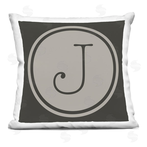 stupell industries Ziwei Li | Vintage J Initial Round Typewriter Key Printed Throw Pillow